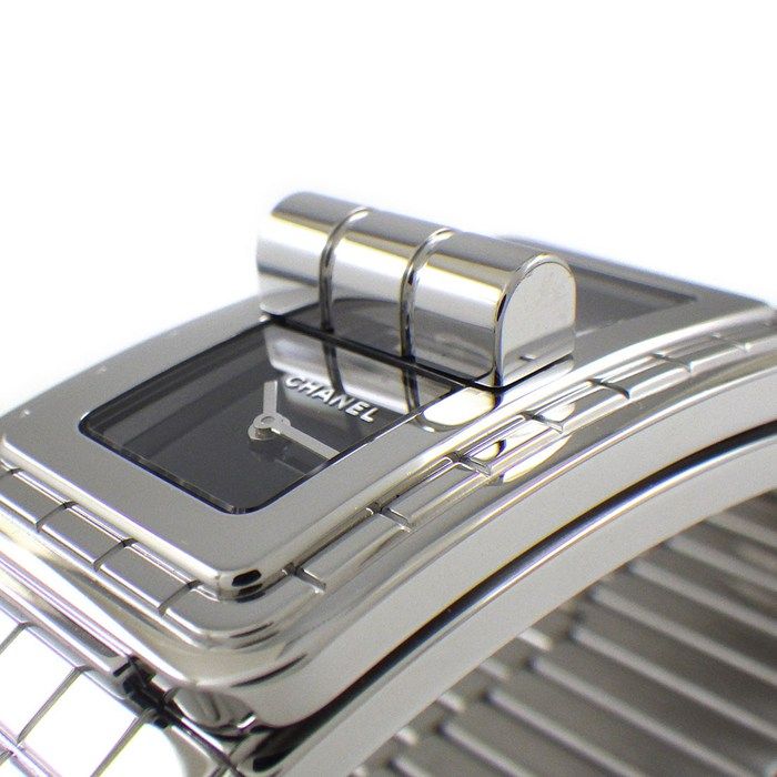 シャネル CHANEL 腕時計 コード ココ H5144 1ポイント ダイヤ付き レクタンギュラー ブラック文字盤 SS クオーツアナログ 箱 保付き