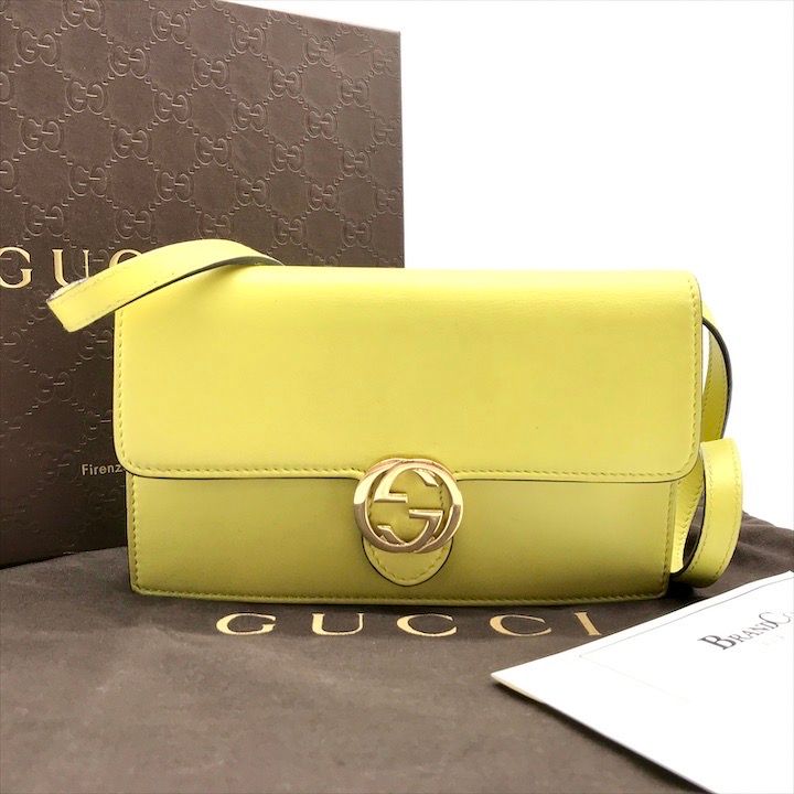 GUCCI グッチ インターロッキング ショルダー　イエロー GUCCI グッチ インターロッキング ショルダーイエロー