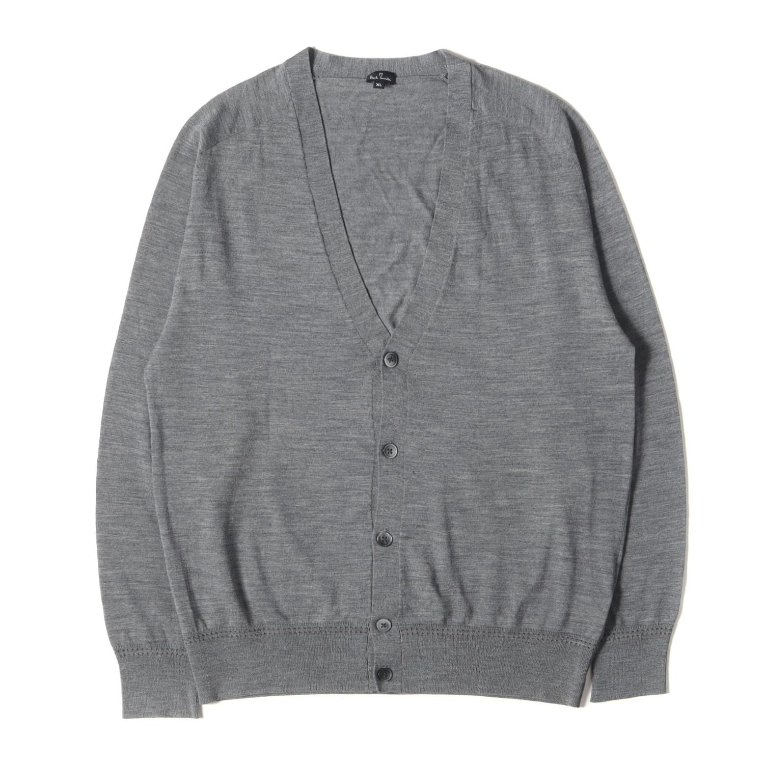Paul Smith ポールスミス カーディガン サイズ:XL ハイゲージ ウール ニット Vネック カーディガン PS ヘザーグレー トップス セーター【メンズ】