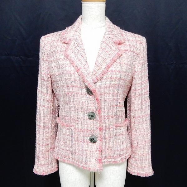 wnc ルネ Rene ジャケット 36 ピンク系 グレー系 ツイード チェック