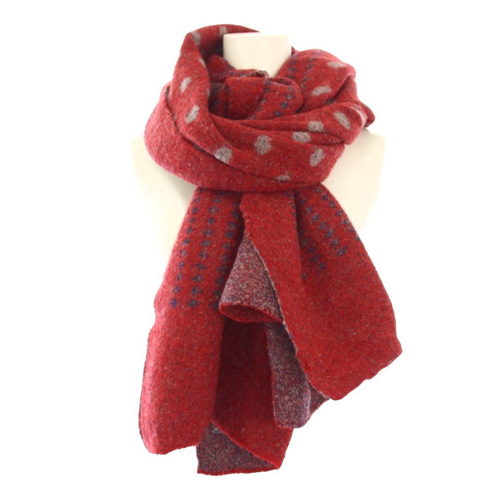 【未使用タグ付き】 45R 縮絨ウール マフラー (サイズ0) 45R - 45R✨45rpm 縮絨ウール 水玉 ドット柄 バイカラー ストール