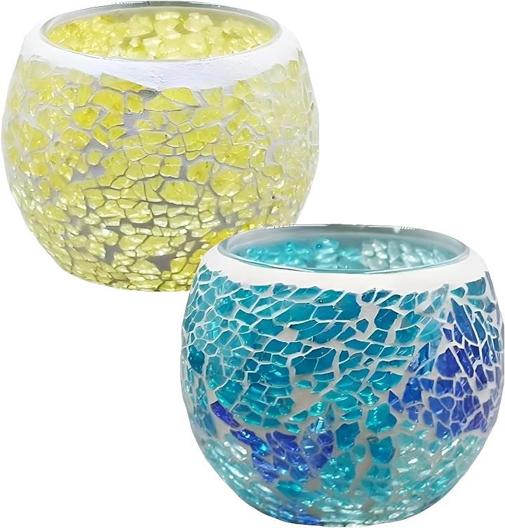 ZERONOWA キャンドルホルダー モザイクガラス 燭台 2色セット