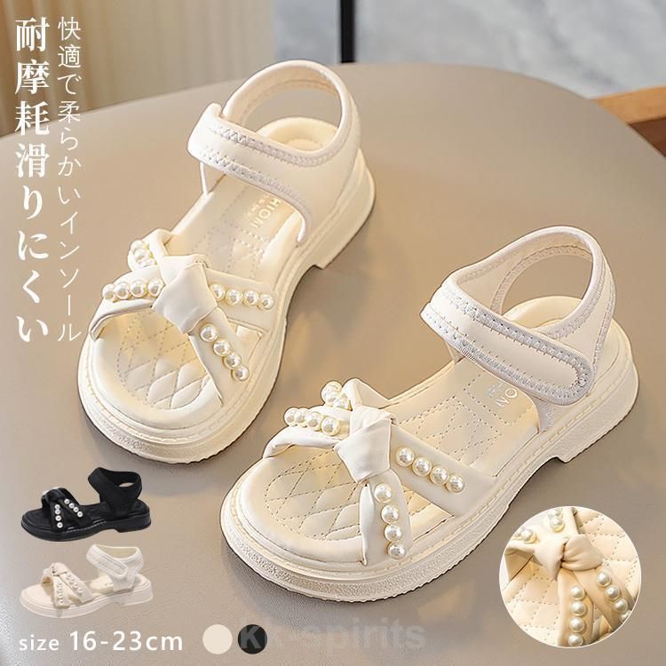 キッズ サンダル 女の子 ジュニア おしゃれ お出かけ 通園 通学 軽量 姫系 子供シューズ フォーマル 子供用サンダル 柔らかい 歩きやすい 