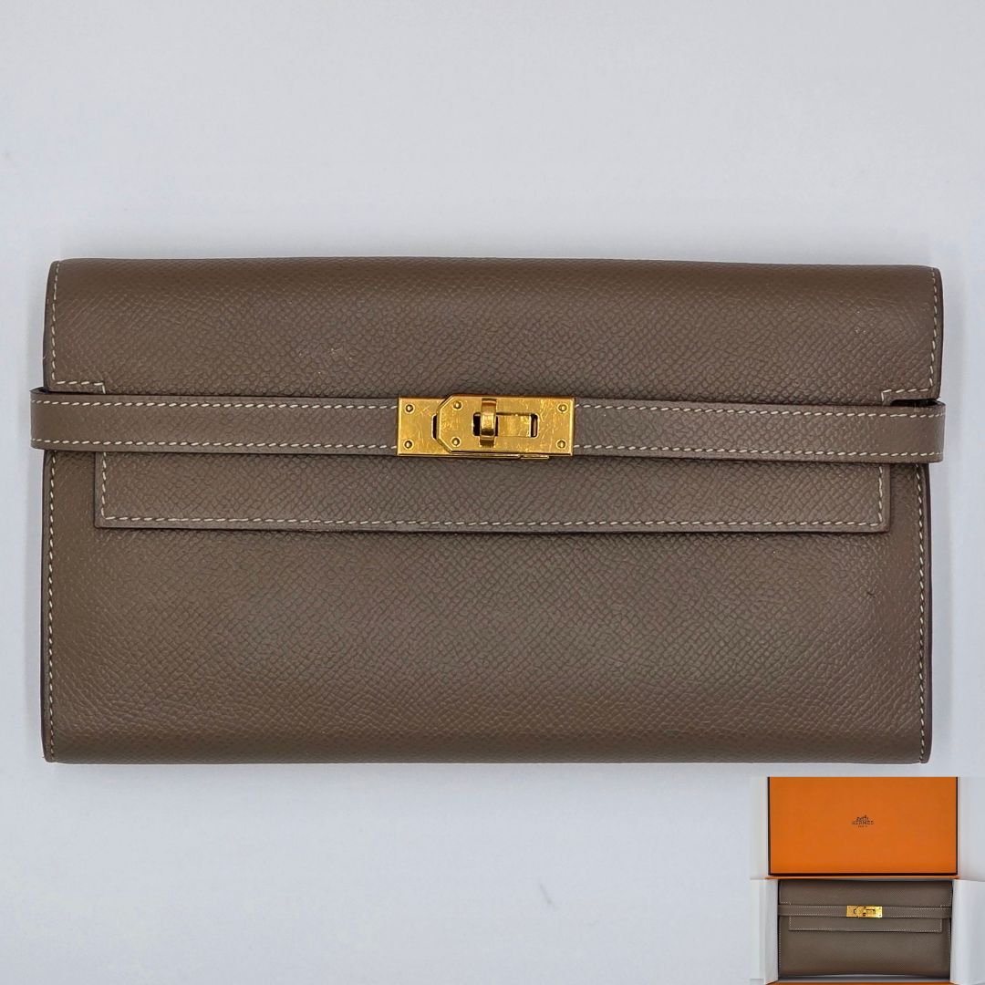 HERMES エルメス ケリーウォレット ロング エトゥープ エプソン