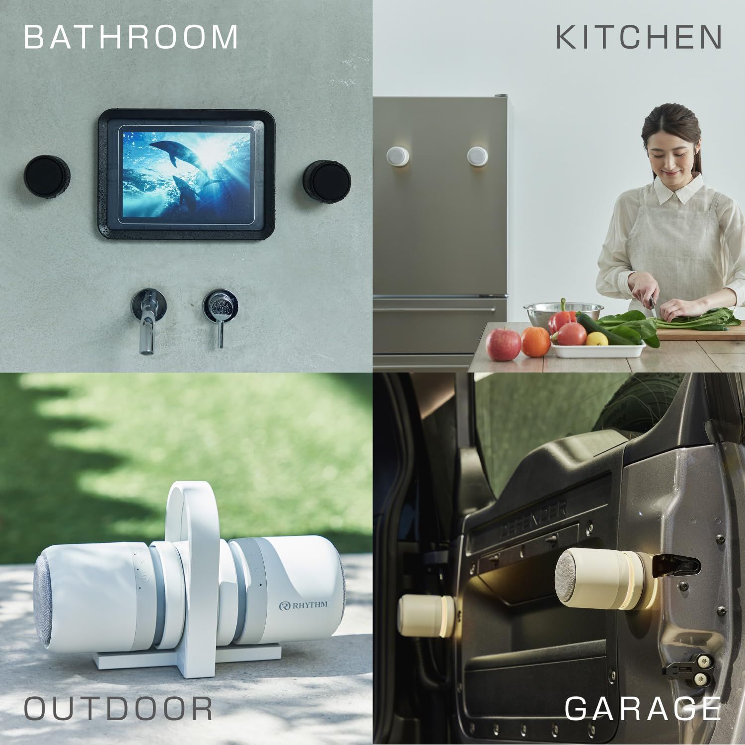 リズム RHYTHM Bluetooth スピーカー ステレオ対応 グッドデザイン賞 IP67 防塵 防水 連続20時間再生 マグネット USB Type-C 充電 MAGSPEAKER DUO ライトグレー 13×21×7.5cm 9YYA3 ANARI_COM_TR