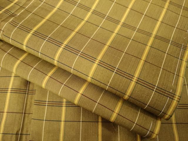 平和屋着物●上質な紬 格子 正絹 AABC6091ck