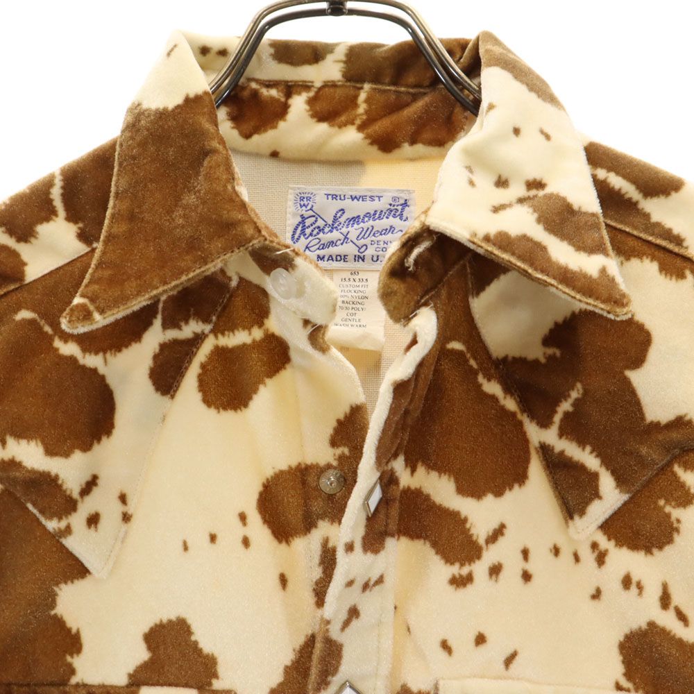 ロックマウント 70s USA製 ヴィンテージ 牛柄 総柄 長袖 ウエスタン