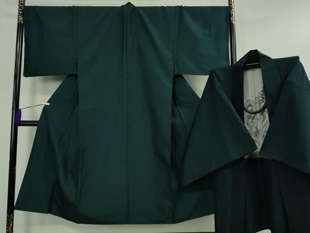 平和屋着物 上 男性 紬 アンサンブル キングサイズ 長羽織 色無地 百入茶色 DZAA9868kh5