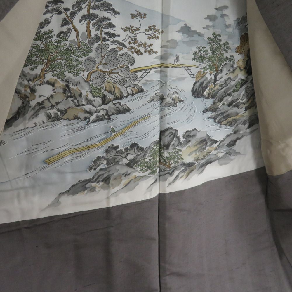 男着物 紬 アンサンブル 青宝お召紬 袷 茶色 正絹 男性用きもの メンズ