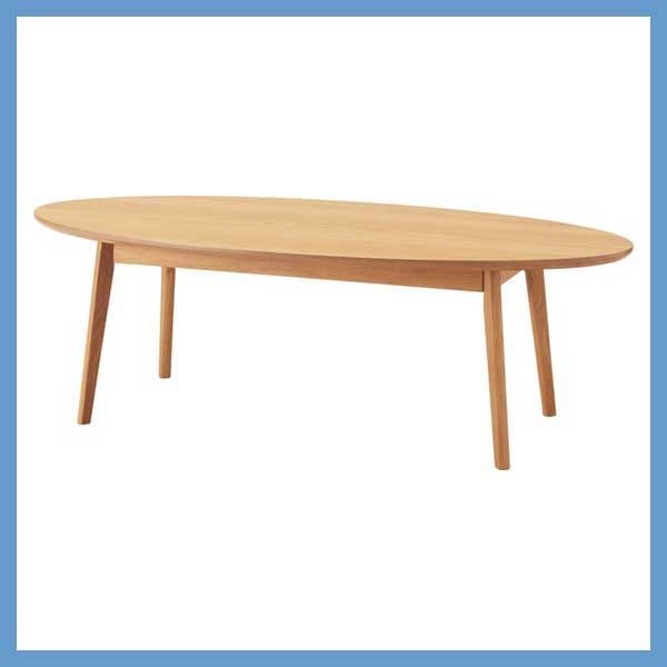 天然木（オーク）のセンターテーブル（楕円形）No.443（W120×D55×H38cm