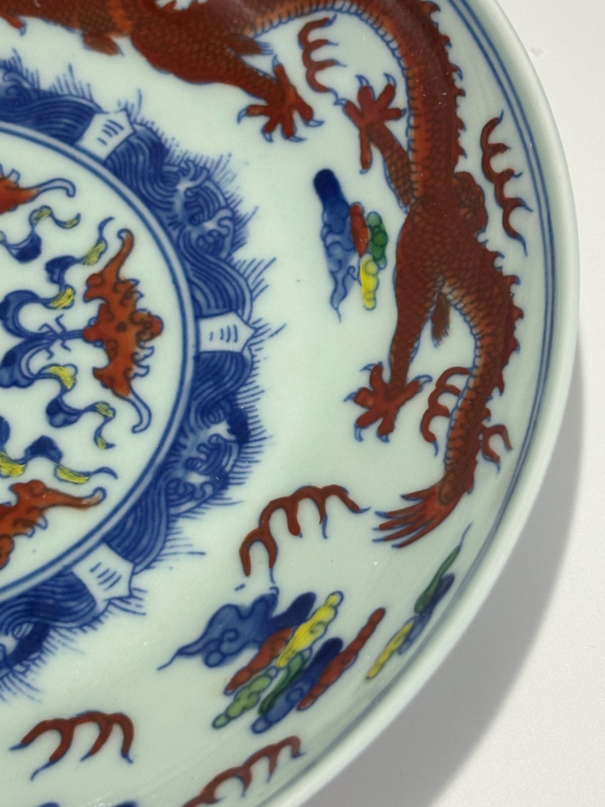 中国龍と鳳凰皿 中国古美術 皿 龍と鳳凰 置物 時代物 中国古