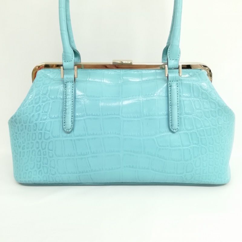 CAT IN THE CLOSET キャットインザクローゼット クロコ型押し ハンドバッグ がま口 ブルー