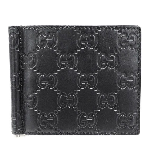 グッチ GUCCI マネークリップ メンズ ブランド シマレザー ブラック 170580 札留め 札挟み 薄い 軽い コンパクト カードポケットあり