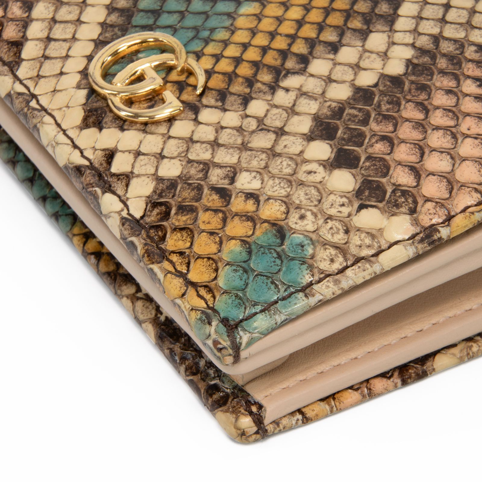 本物 グッチ 二つ折り財布 レディース パイソン GGマーモント 茶色 緑 ミニ 本物 グッチ 短財布 二つ折り財布 メンズ レディース パイソン GG