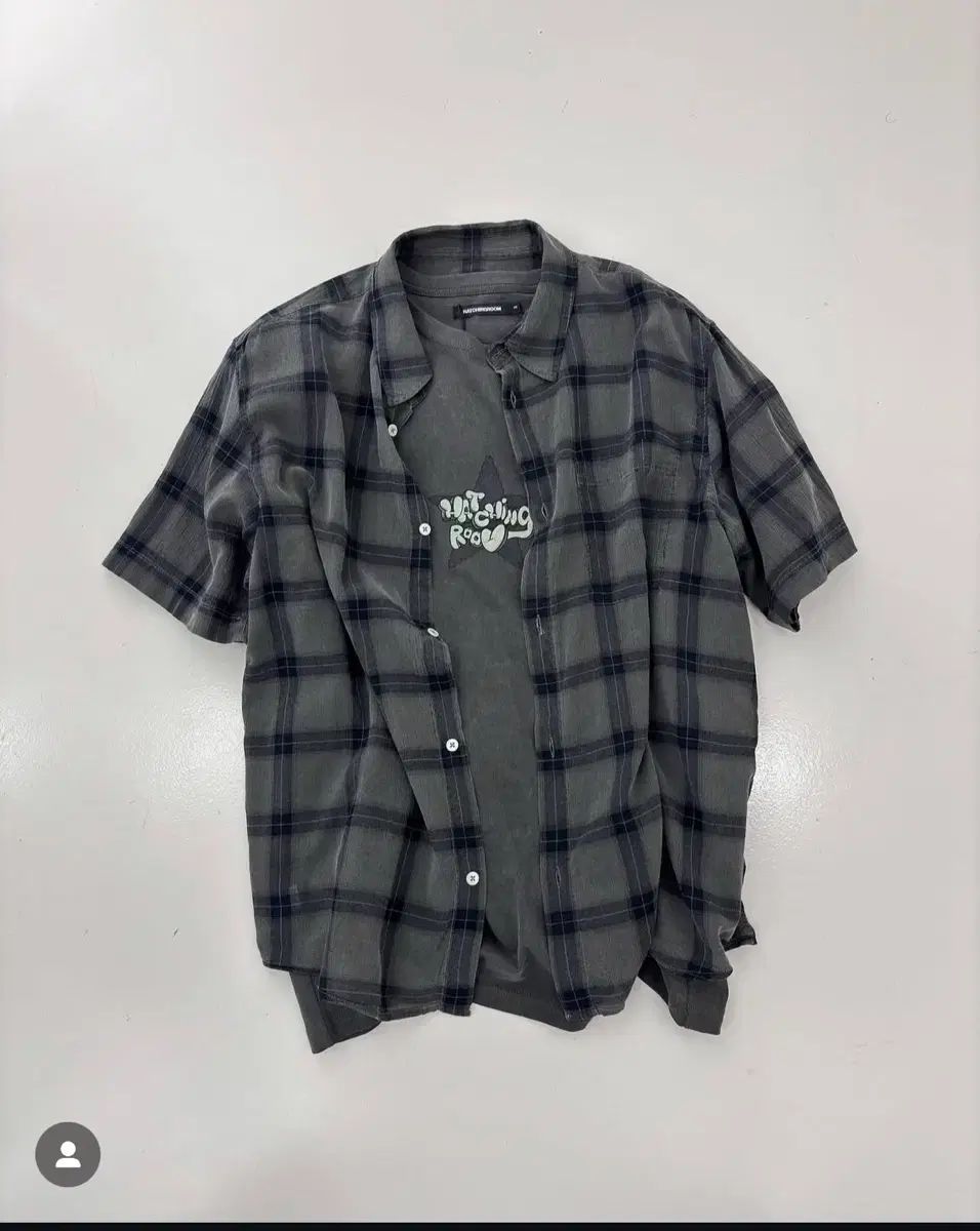 4 HATCHINGROOM チェック 半袖 シャツ ダイド チャコールグレー