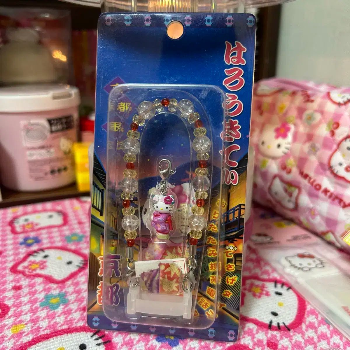 新品未開封ハローキティグリーン豆ストラップ2003年 激レア 平成レトロ