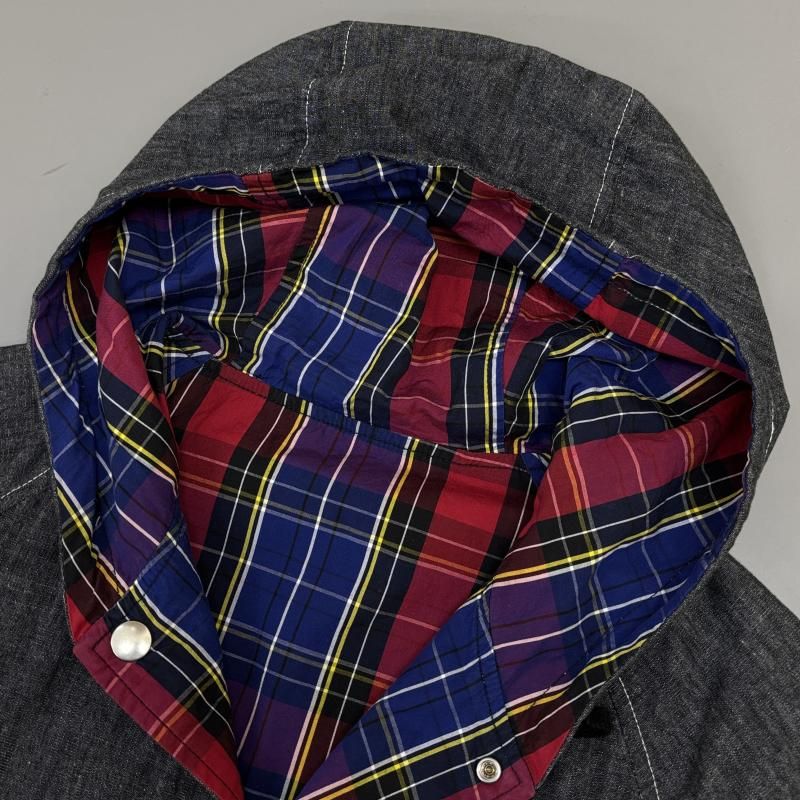 XLARGE チェック柄 フード付きジャケット XL XLARGE フード付きチェック柄ネルシャツ ピンク×ブルー Lサイズ
