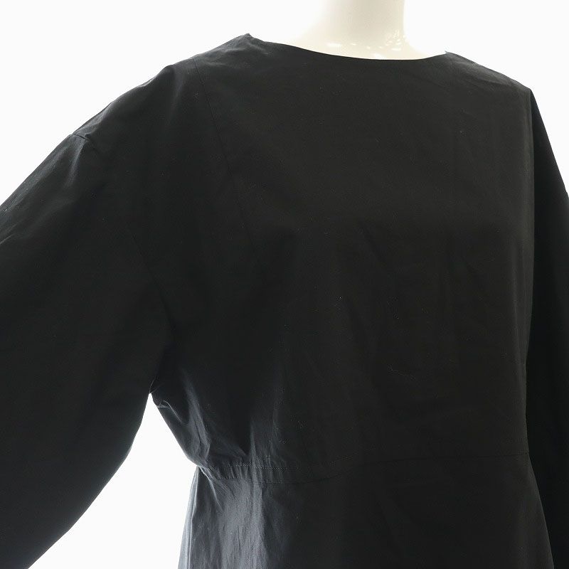 ブラミンク BLAMINK コットンペプラムフレアブラウス 長袖 36 黒  