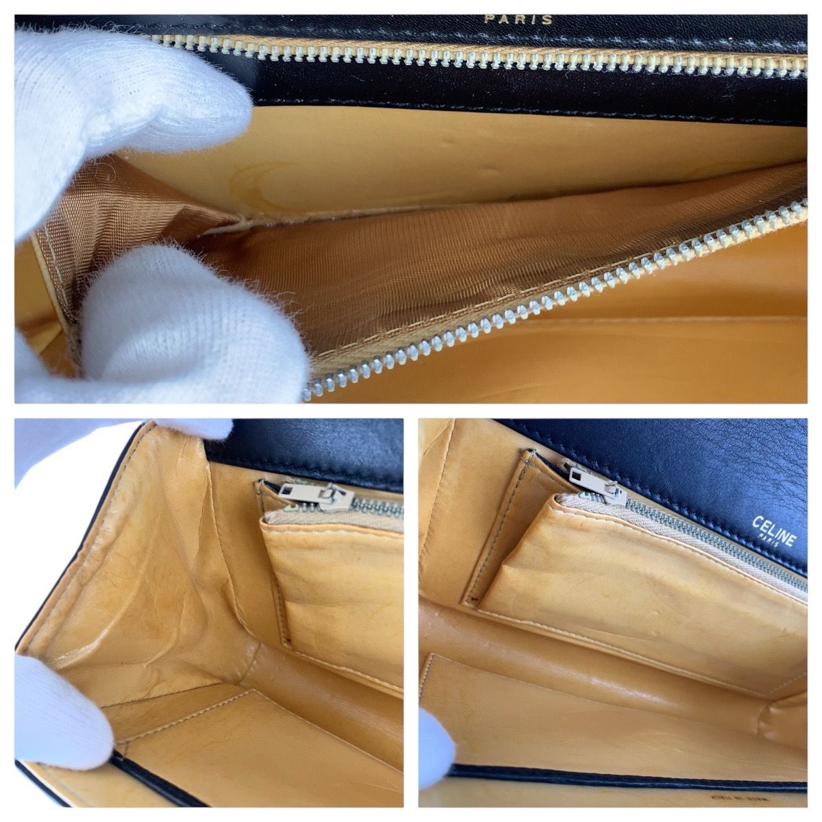 美品 CELINE セリーヌ ヴィンテージ ブラック 黒 ゴールド金具 レザー 