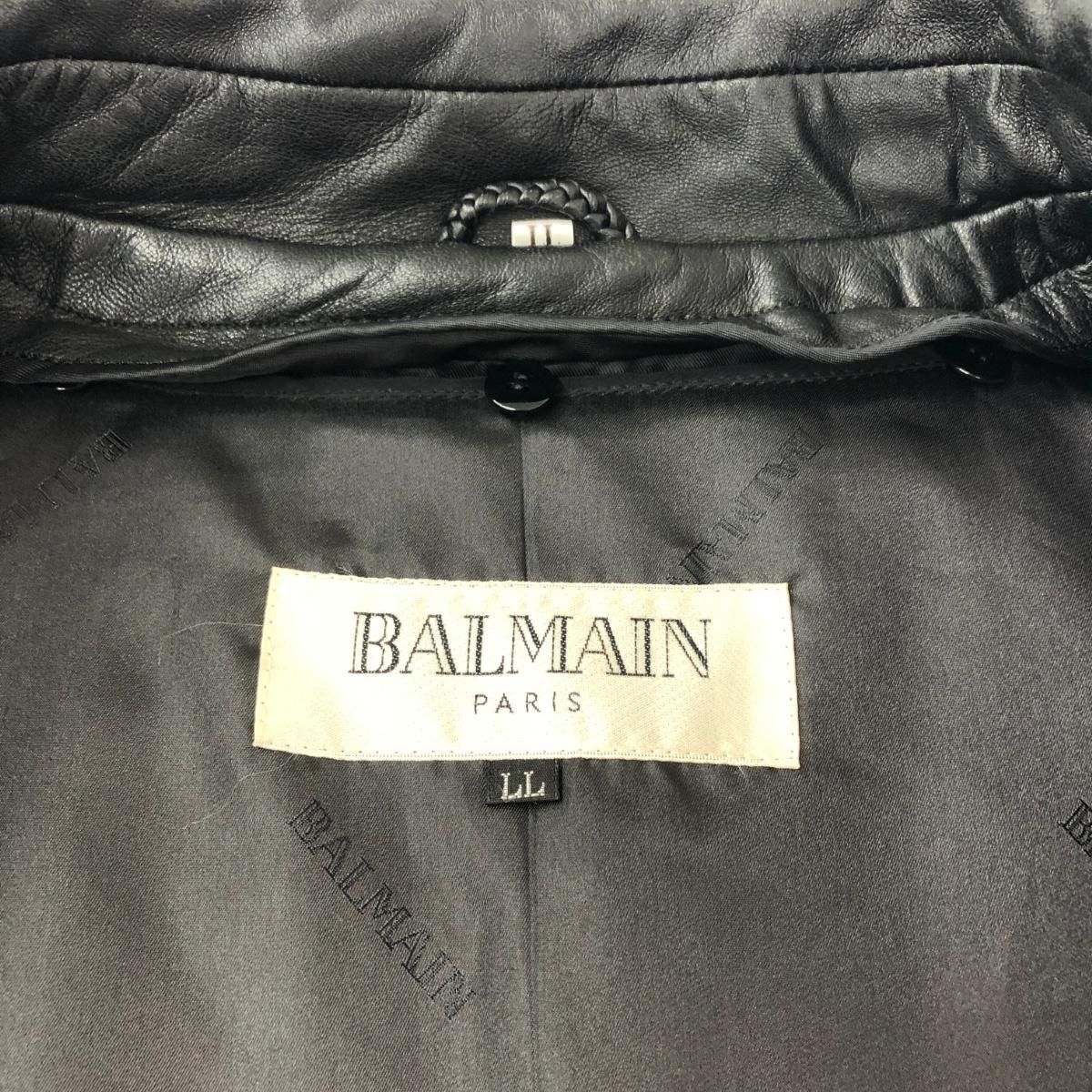 BALMAIN バルマン ヴィンテージ レザージャケット LL ブラック