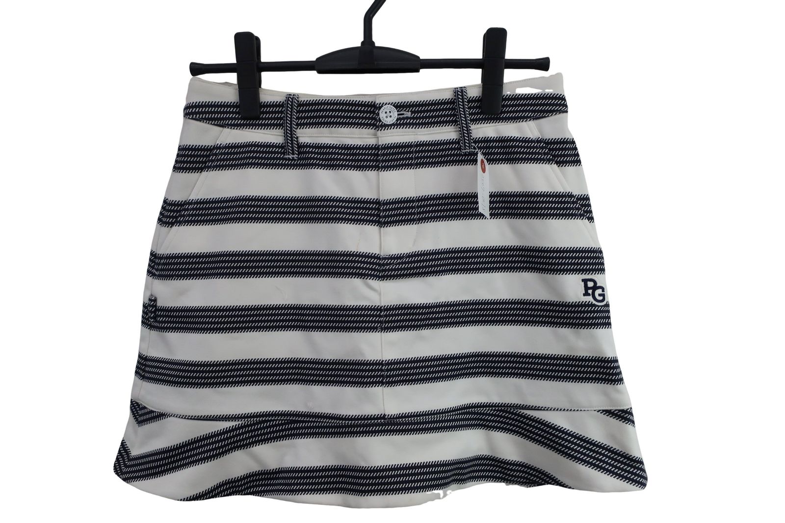 【新品】PEARLY GATES パーリーゲイツ スカート ボーダー レッド系 1 [240001161082]ゴルフウェア レディース サイズ：0 PEARLY GATES パーリーゲイツ スカート ボーダー柄 ホワイト