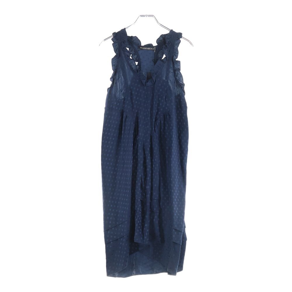 BALENCIAGA バレンシアガ ドット ノースリーブワンピース ネイビー レディース 170107