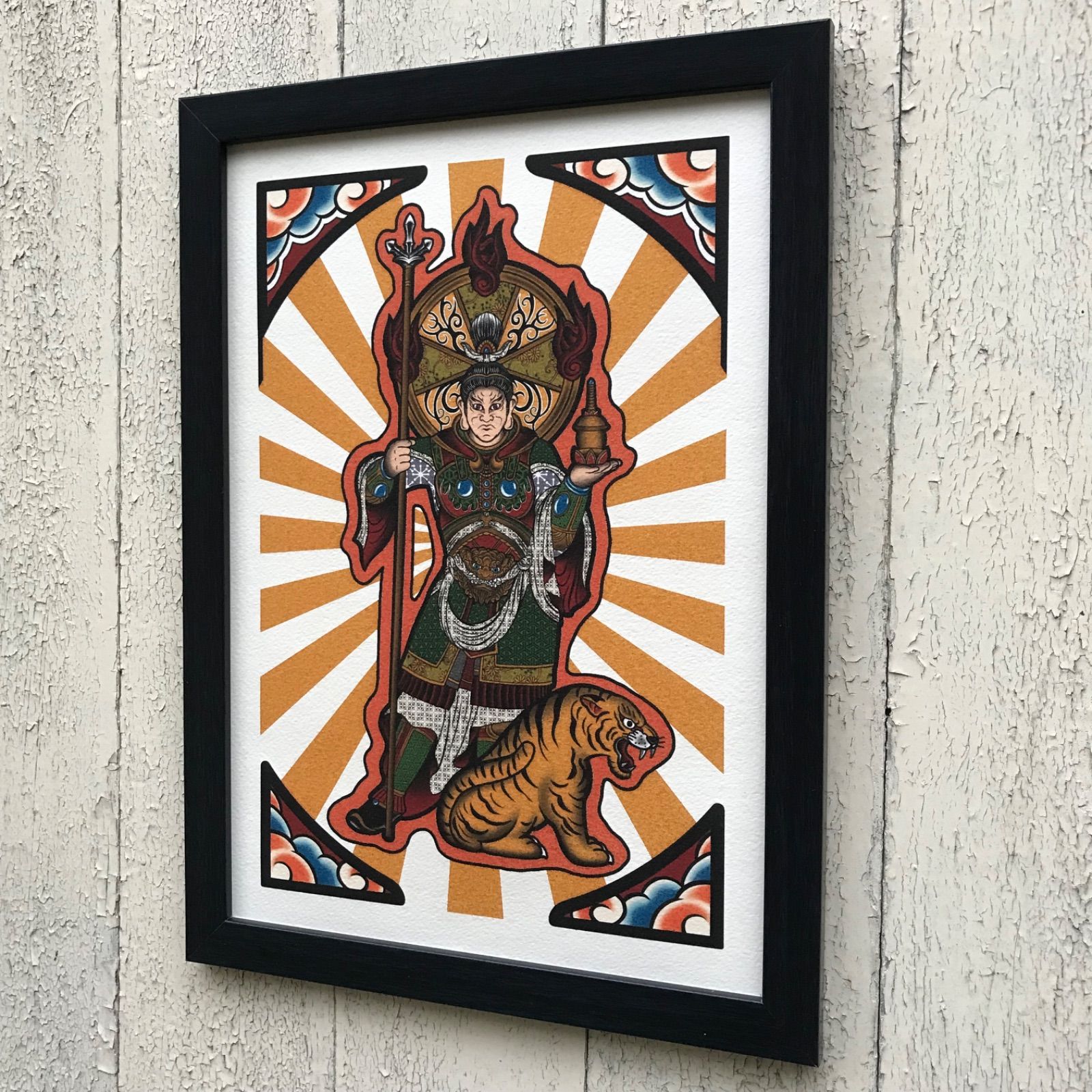 尾九 開運イラスト 七福神 毘沙門天 A4サイズ フレーム付き - メルカリ