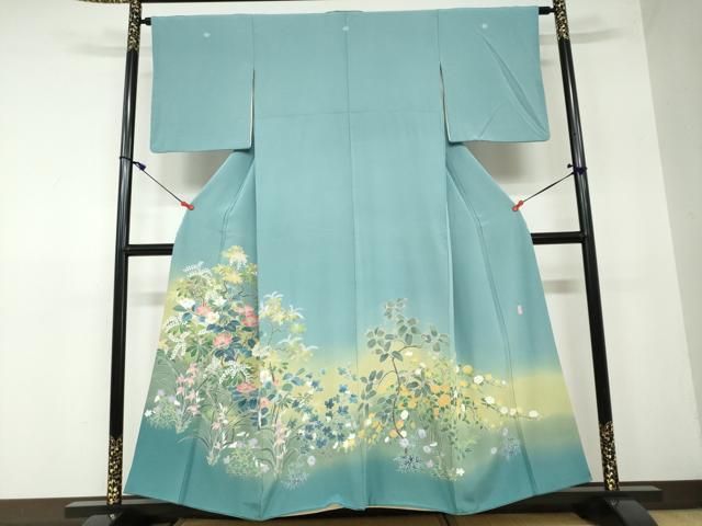 平和屋着物●十日町友禅作家 阿部佳雪 色留袖 草花文 暈し染め 正絹 DAAW5357ud
