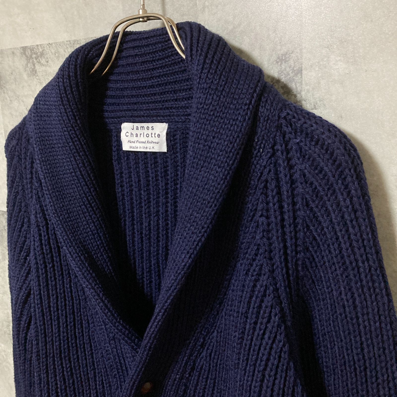 英国製 James Charlotte 肉厚ニット ショールカーディガン 英国製 James Charlotte 肉厚ニット ショールカーディガン