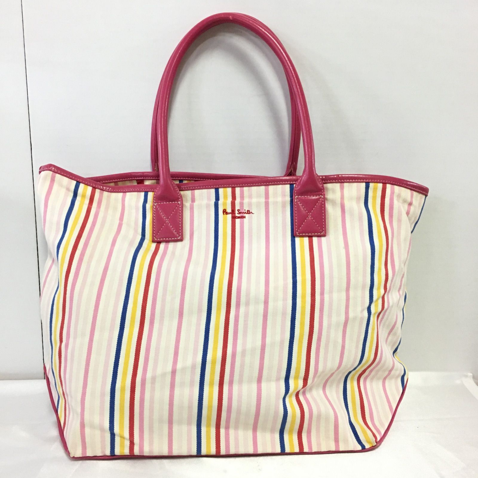 Paul Smith WOMEN ポールスミス ストライプトートバッグ ピンク