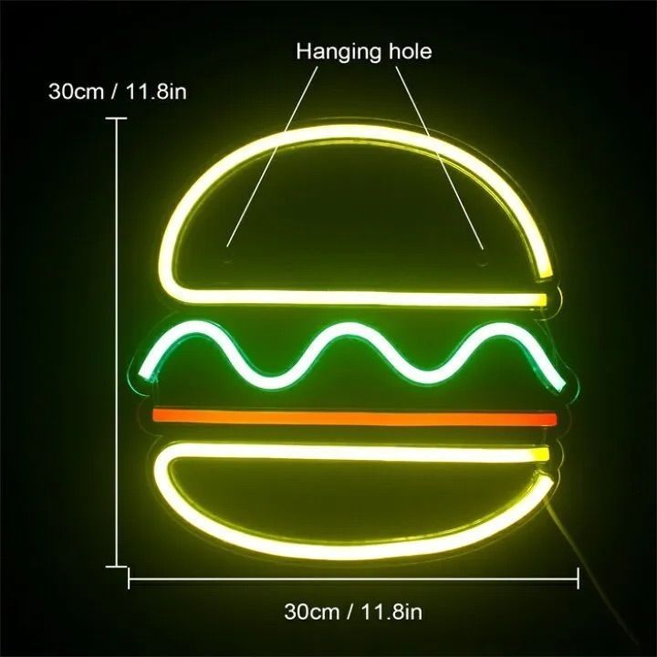 ハンバーガー ネオンサイン ネオン管 ネオンライト バーガー
