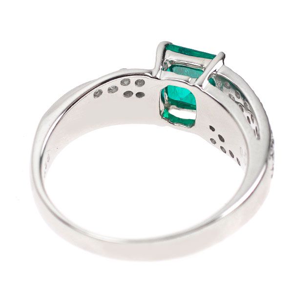 Pt900 コロンビア産 エメラルド ダイヤモンド リング 0.822ct D0.36ct