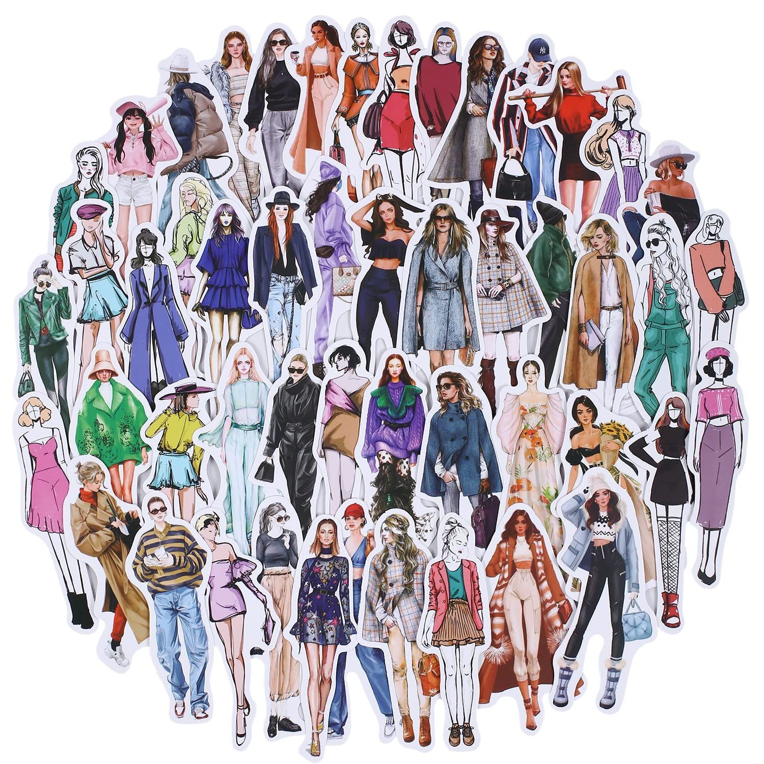 残りわずか】素材 100枚 人物 ステッカー おしゃれ 女の子 ガール 大