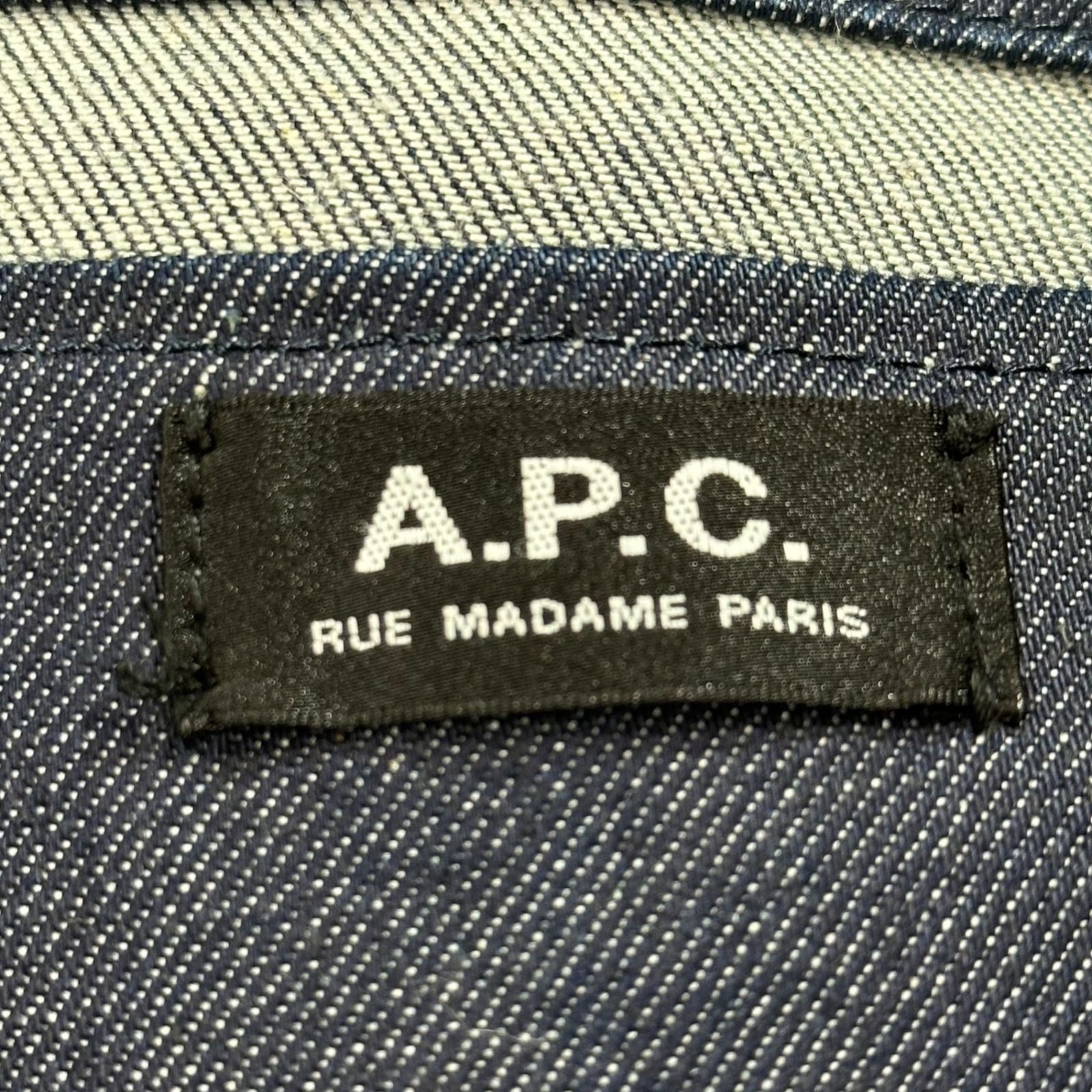 A.P.C.(アーペーセー) Sword and Guitar Logo Print Denim Tote