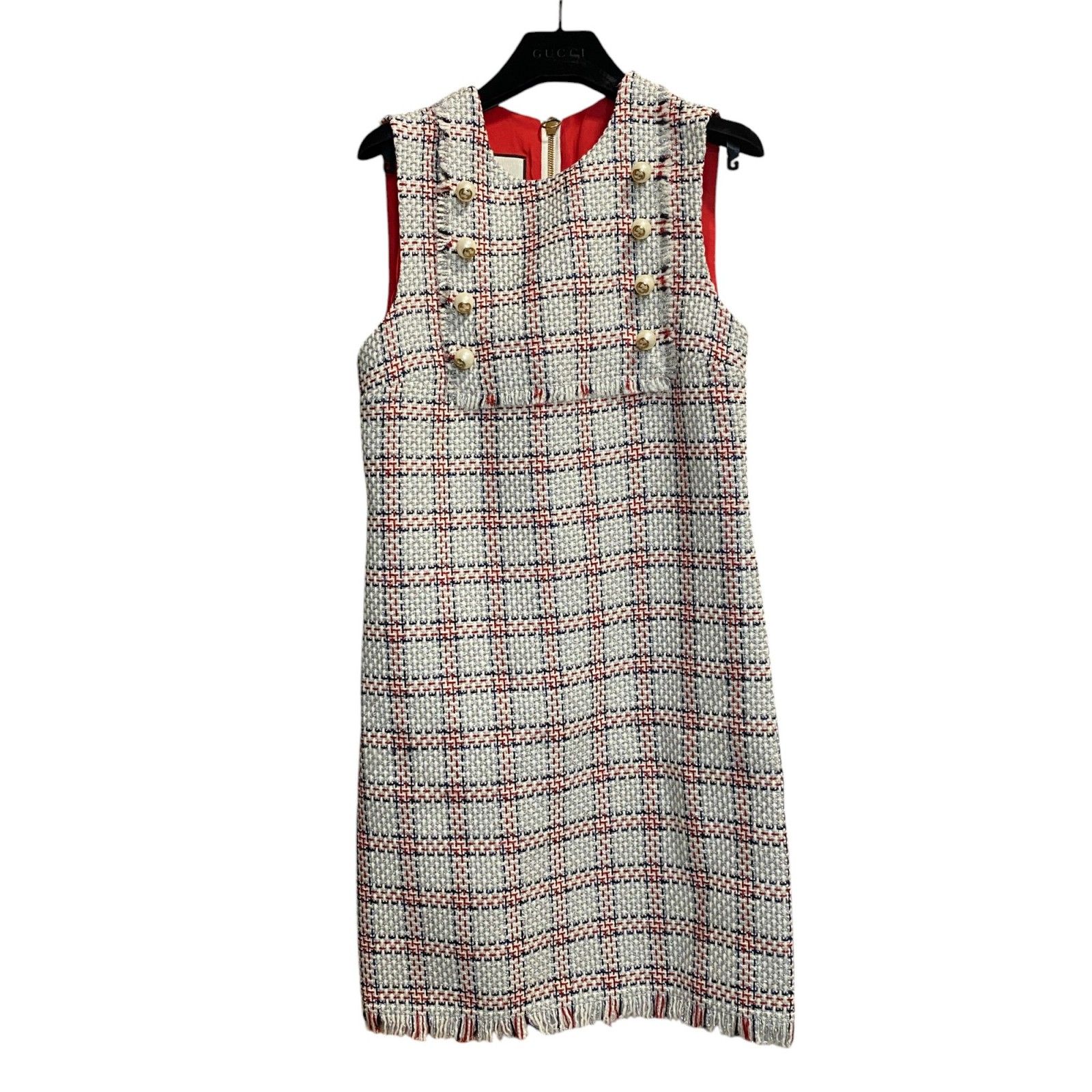 美品 グッチ GUCCI ツイード ワンピース ラメ GG パール ウール 美品 グッチ GUCCI レディース ツイード ワンピース ラメ GG