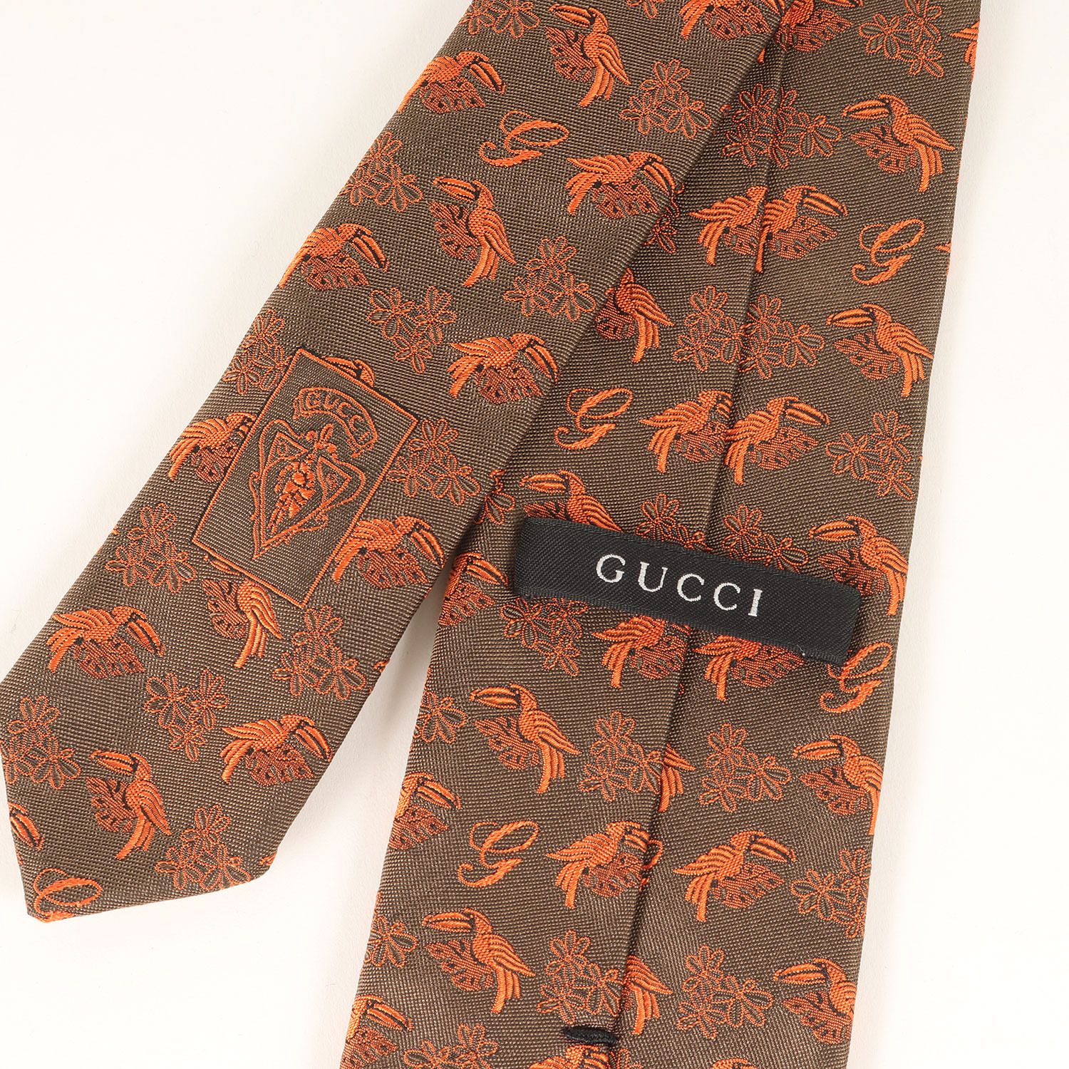 美品】GUCCI グッチ ネクタイ | バード&フラワー柄 デザイン シルク