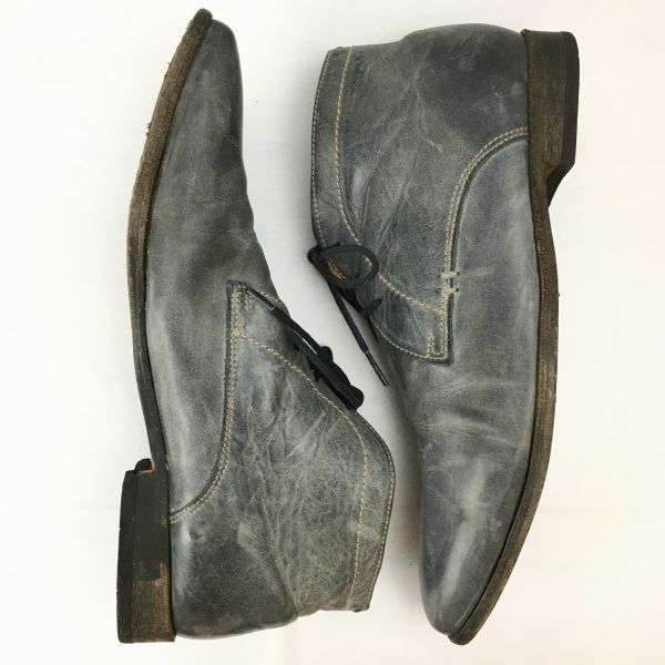 VAN LIER/ヴァンライヤー　Vintage/オールレザー　チャッカブーツ　size42　26.5-27.0程度　グレー　/men's 管No.WA141 VAN LIER/ヴァンライヤー Vintage/オールレザー チャッカブーツ size42