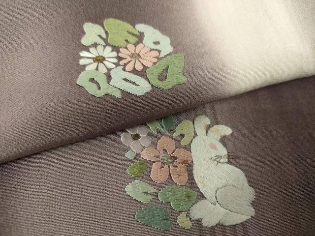 平和屋着物●訪問着　総刺繍　花兎　暈し染め　金糸　正絹　逸品　DAAS3266ps 平和屋着物○訪問着 総刺繍 花兎 暈し染め 金糸 正絹 逸品 DAAS3266ps