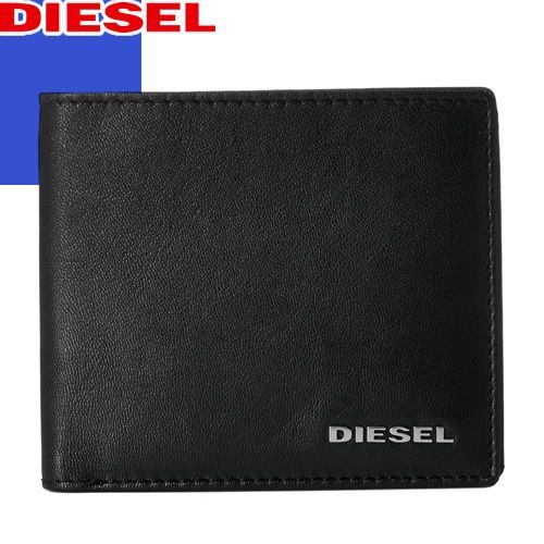 ディーゼル DIESEL 財布 二つ折り財布 小銭入れあり メンズ レザー 本革 メタルロゴ ブランド プレゼント 黒 ブラック オレンジ FRESH STARTER HIRESH S X05601 P1752