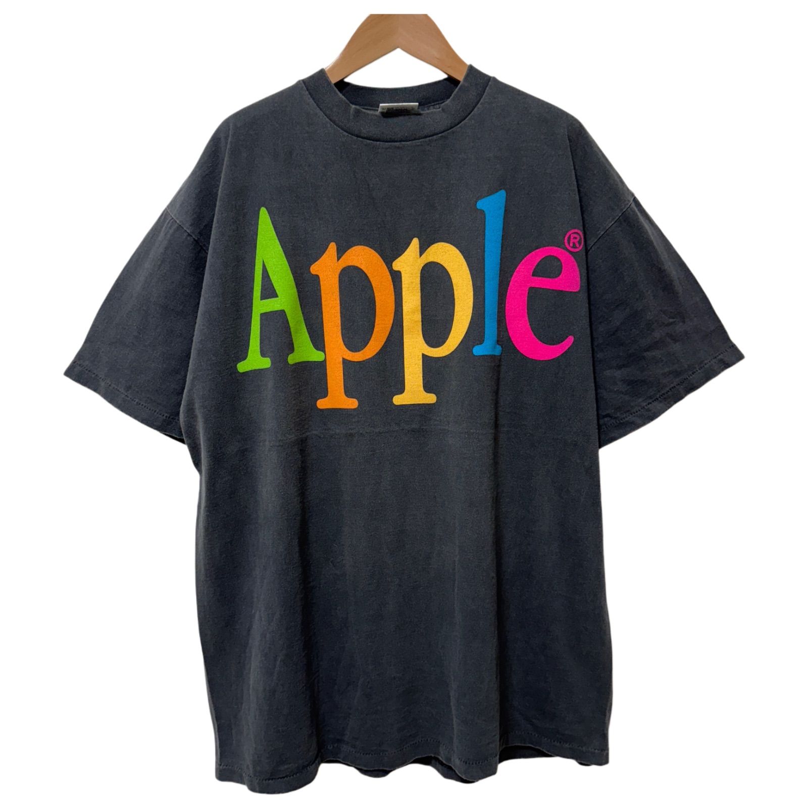 アップル Tシャツ XLサイズ 90s USA製 ブラック フェード タル