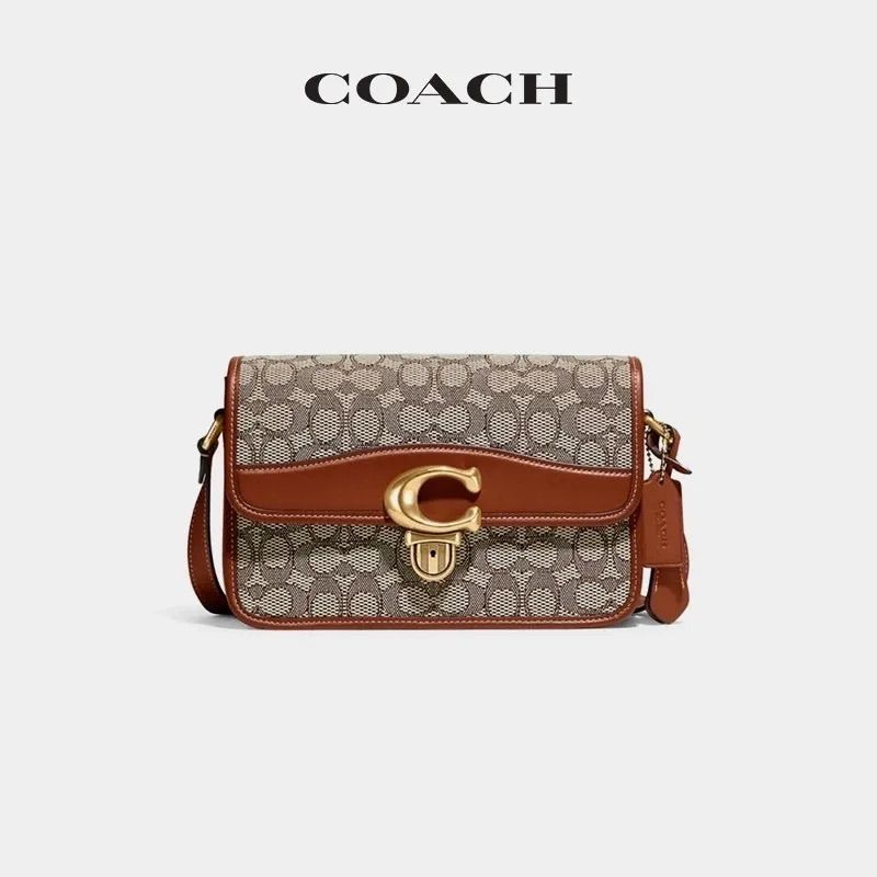 COACHコーチレディースC7933 ココアカラー クラシックロゴジャカードファブリックSTUDIOショルダーバッグ - メルカリ