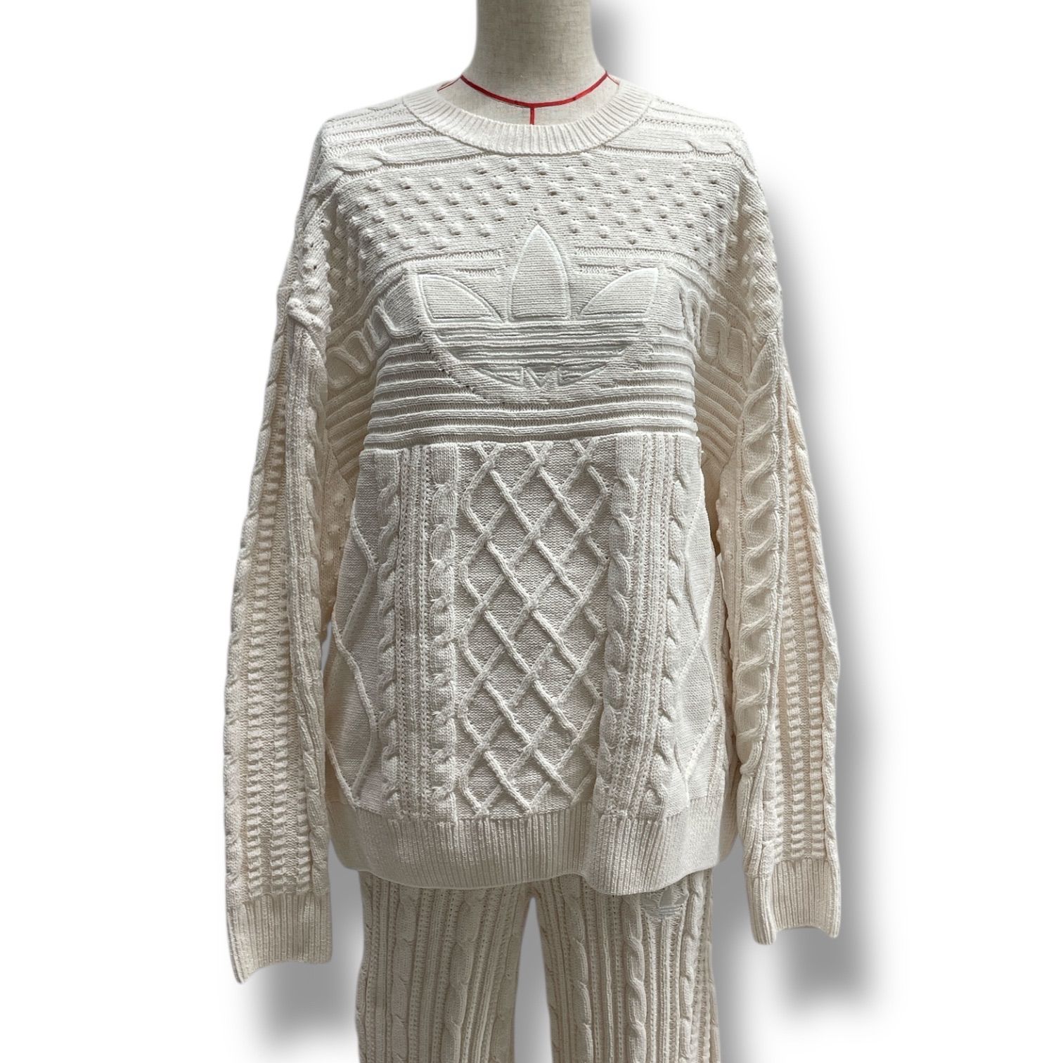 adidas originals アディダスオリジナルス ニットセットアップ ケーブルニット セーター ニットパンツ 上下セット ホワイト 白 サイズS-XS レディース 秋 ゴーゴー古着マルイ北千住店 30 No.1005