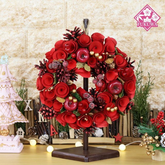 No.25_ 104優美に煌めくクリスマスリース/特大サイズ/冬/造花 No.25_ 104優美に煌めくクリスマスリース/特大サイズ/冬/造花