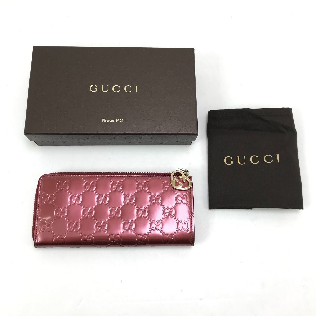 GUCCI グッチ L字ジップ長財布 295671 メタルピンクレッド系 - メルカリ