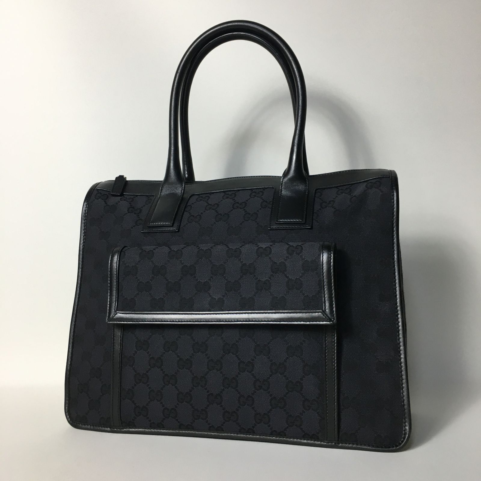 2505-314｜ ｜グッチ GGキャンバス ハンドバッグ レザー ブラック
