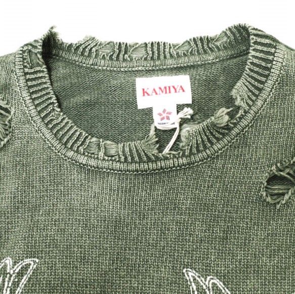 KAMIYA カミヤ 24AW Bleached Print Knit Sweater ブリーチプリント 