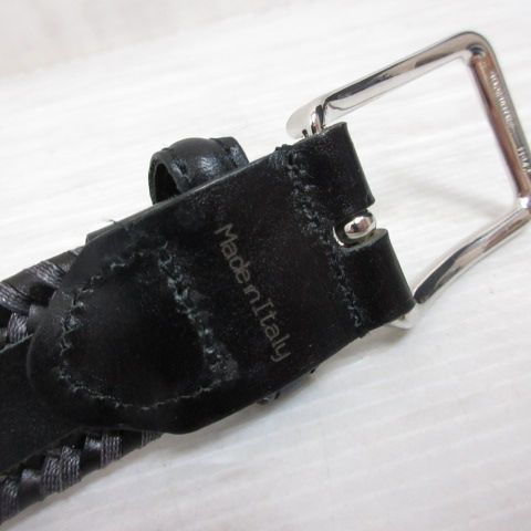 タケオキクチ TAKEO KIKUCHI レザー メッシュ 編み込み ベルト 黒