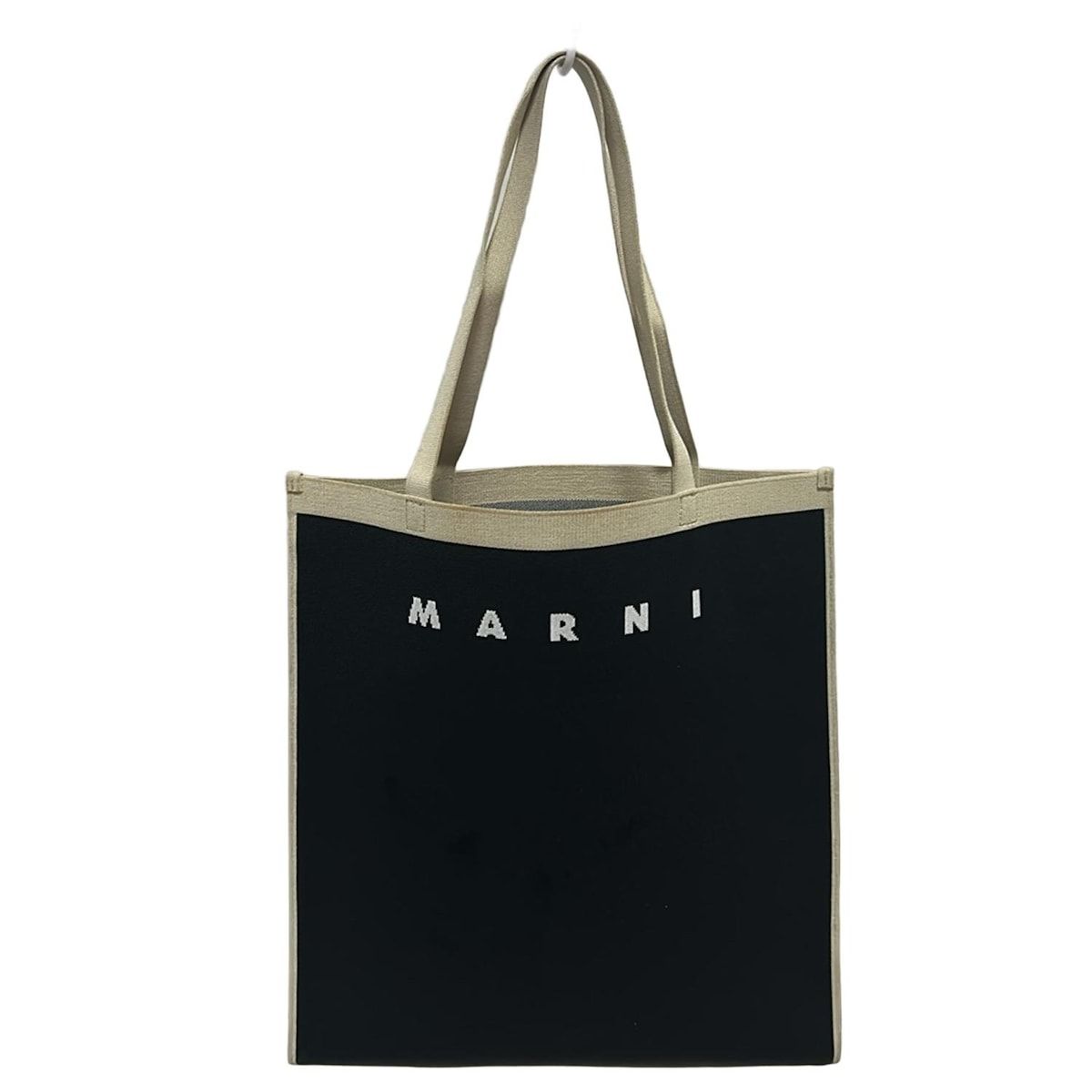 MARNI トートバッグ 黒/ベージュ MARNI(マルニ) トートバッグ - 黒×ベージュ×白 マチなし - メルカリ