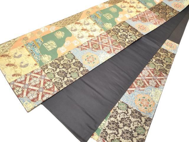 平和屋着物●六通柄袋帯 名物裂 金銀糸 正絹 逸品 CAAY2616hy