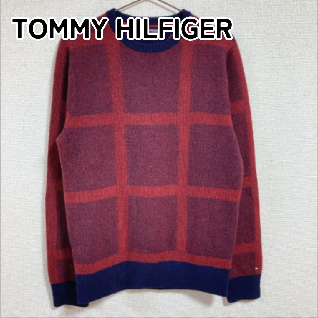 TOMMY HILFIGER トミーヒルフィガー S レッド系 チェック柄 長袖